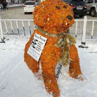 Мандариновый символ 2018 года появился на центральной площади Уссурийска