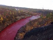 Река в Норильске стала багровой